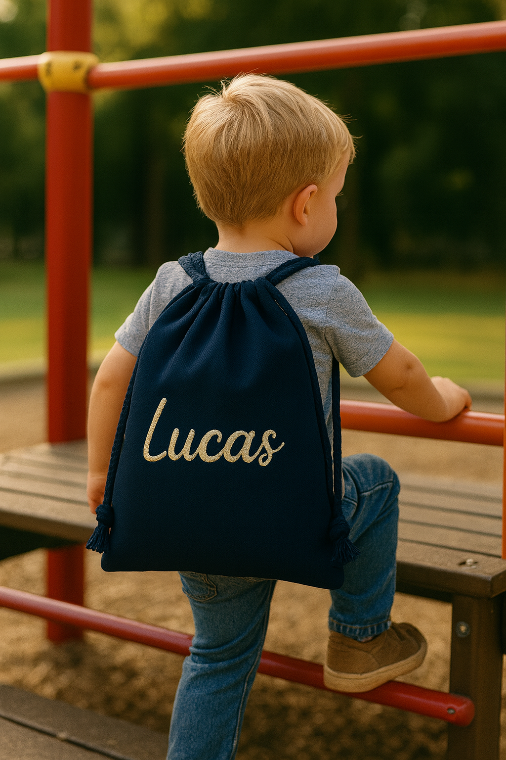 Bolsita personalizada con nombre bordado- 100% algodón (25x32 cm)