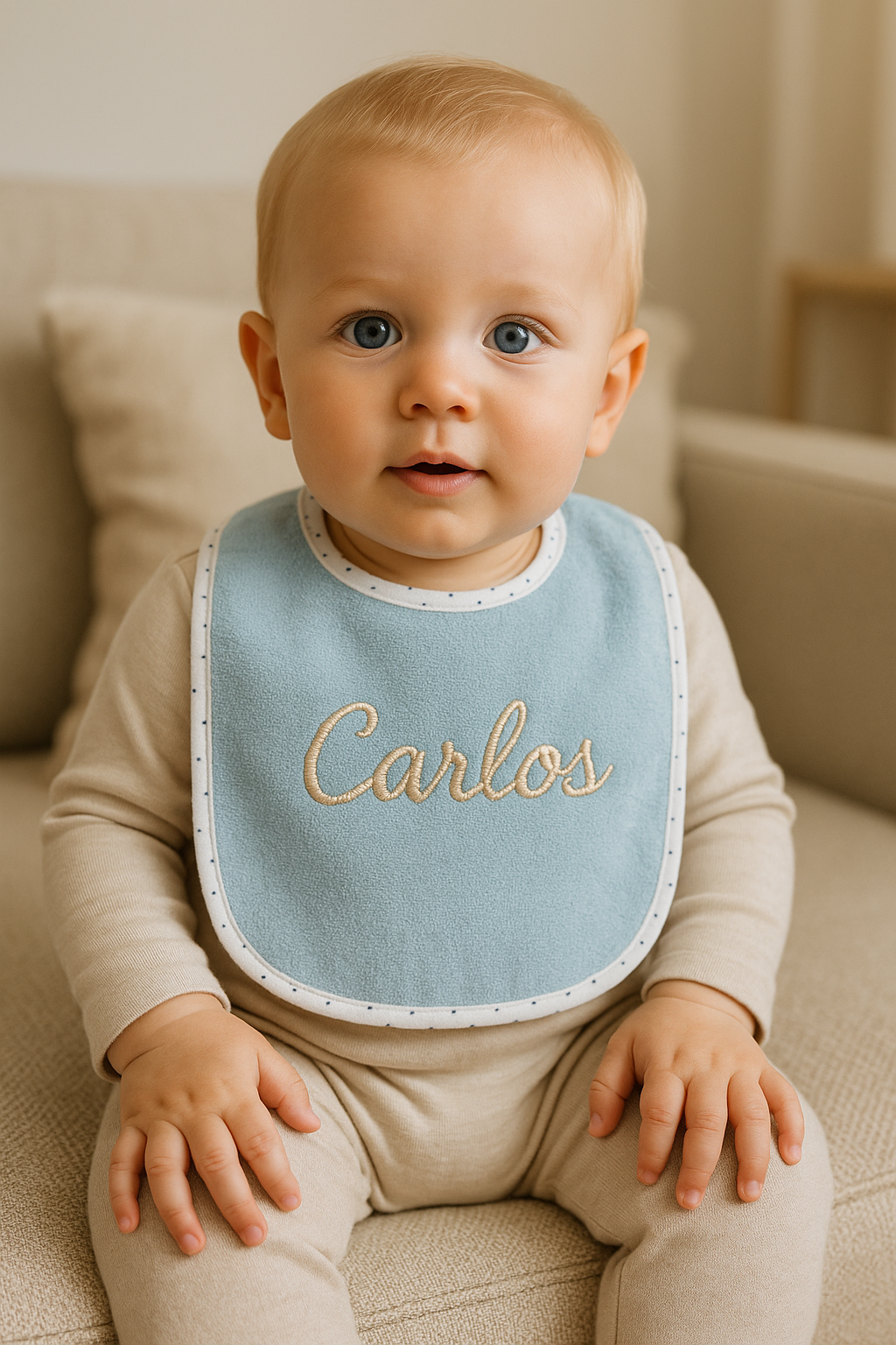 Pack 3 baberos de rizo personalizados con el nombre