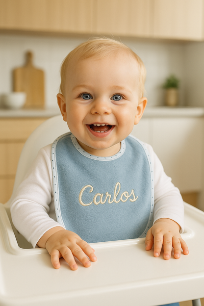 Pack 3 baberos de rizo personalizados con el nombre