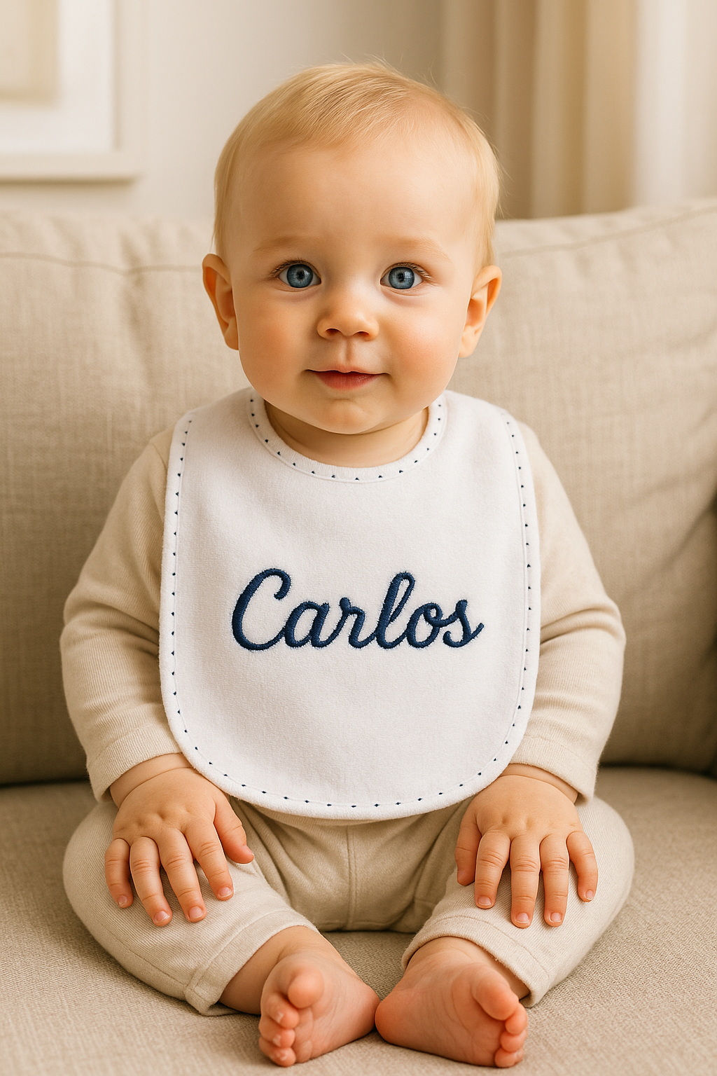 Pack 3 baberos de rizo personalizados con el nombre