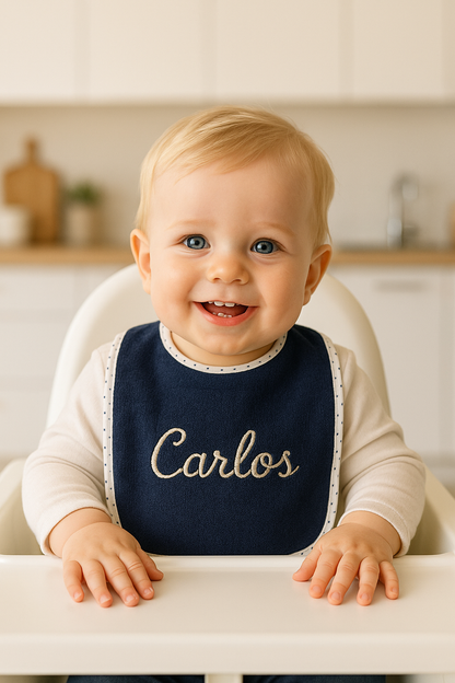 Pack 3 baberos de rizo personalizados con el nombre