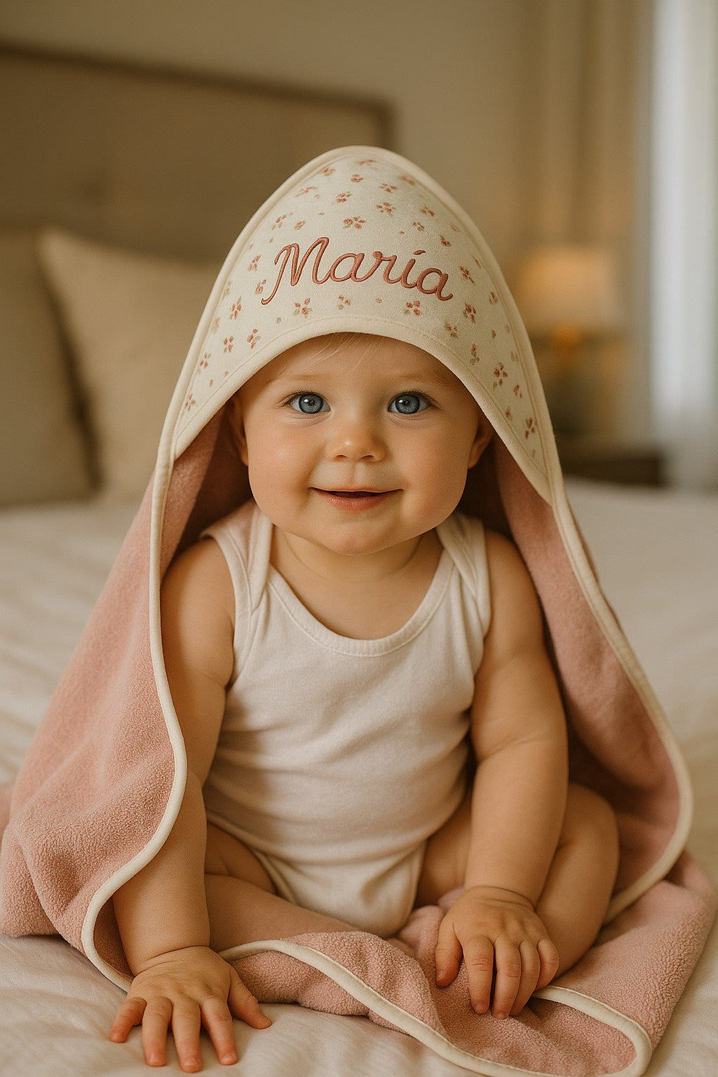 Toalla de baño con capucha personalizada – 100% Algodón (75x75 cm)