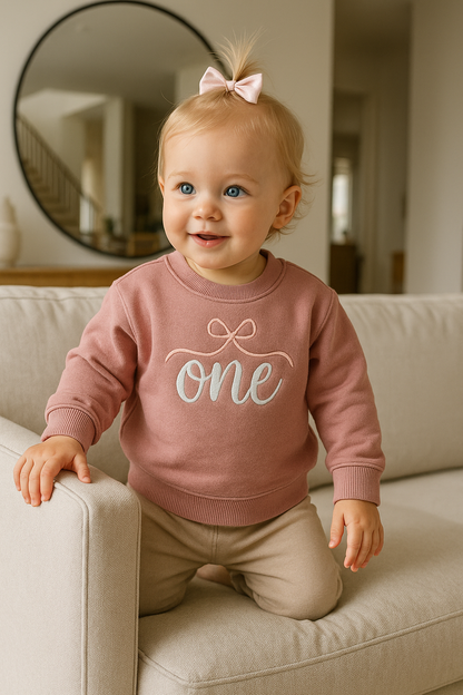 Sudadera “One” – Especial Primer Cumpleaños TALLA ÚNICA 12/18 meses