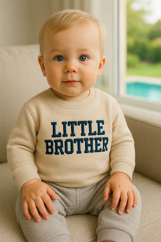 Sudadera bebé “Little brother” bordada – Algodón suave y cómodo