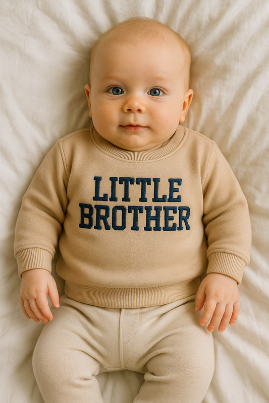 Sudadera bebé “Little brother” bordada – Algodón suave y cómodo